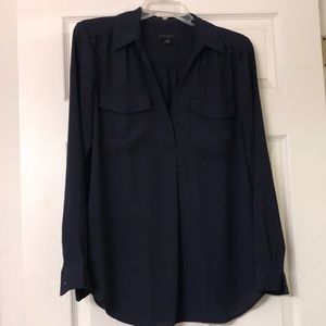 Ann taylor camp shirt - dark blue